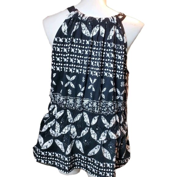 I-N-C Black & White Sleeveless Tank Top with Gathered Waist   Plus Size 2X NWT - Picture 3 of 7